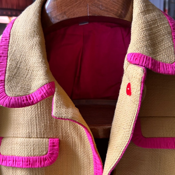 Boden RARE cotton coat vintage pink yellow spring - Picture 4 of 12